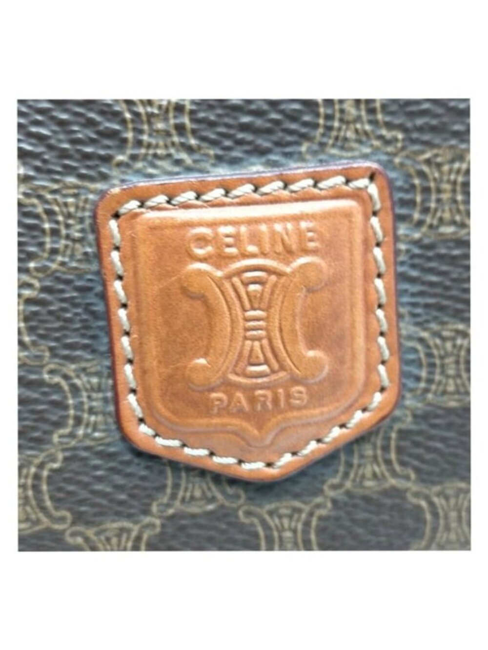 Authentic Celine Macadam Canvas Clutch Brown Leather Trim Vintage Designer Pouch - Picture 9 of 16